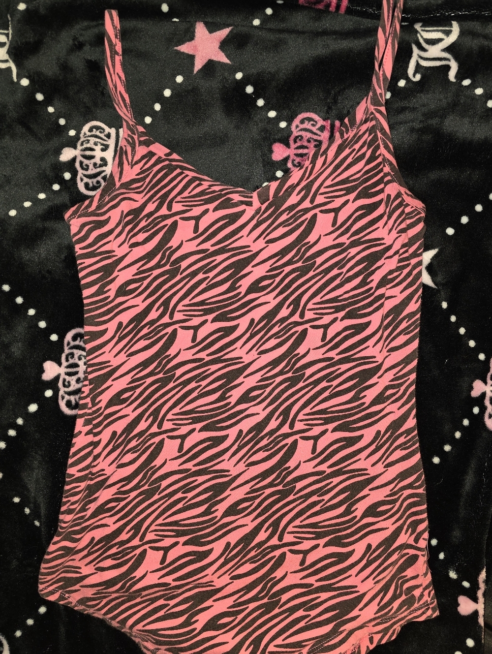 2000s Coral Zebra Print Tank Top